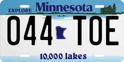 MN license plate 044TOE
