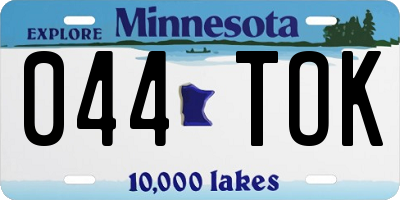 MN license plate 044TOK