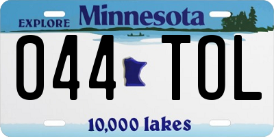MN license plate 044TOL