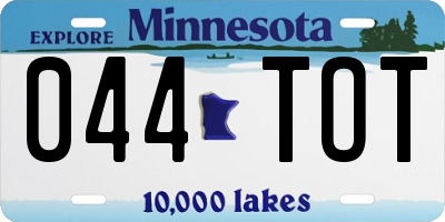 MN license plate 044TOT
