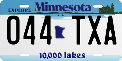 MN license plate 044TXA