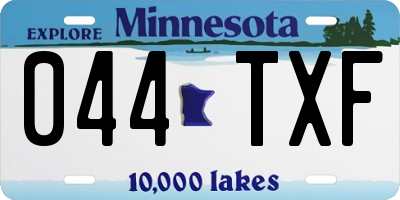 MN license plate 044TXF