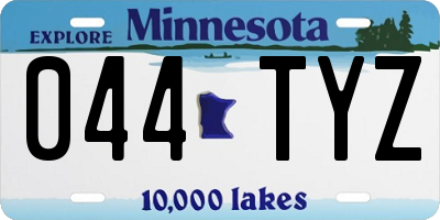 MN license plate 044TYZ