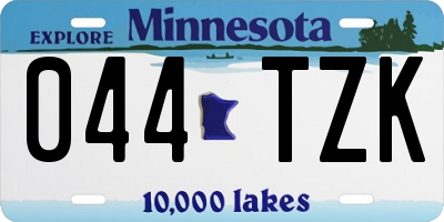 MN license plate 044TZK