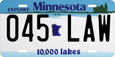 MN license plate 045LAW