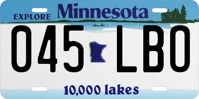 MN license plate 045LBO