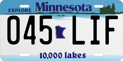 MN license plate 045LIF