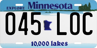 MN license plate 045LOC