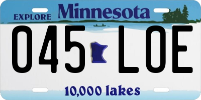 MN license plate 045LOE