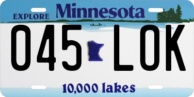 MN license plate 045LOK