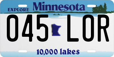MN license plate 045LOR