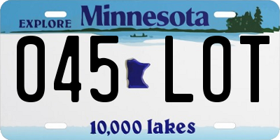 MN license plate 045LOT