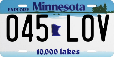 MN license plate 045LOV