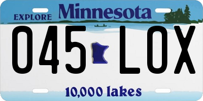 MN license plate 045LOX