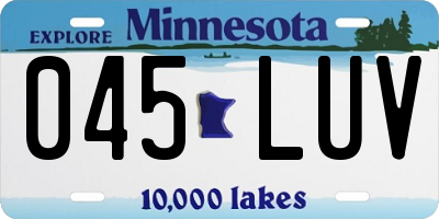 MN license plate 045LUV
