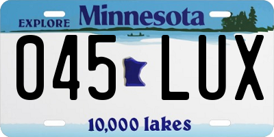 MN license plate 045LUX