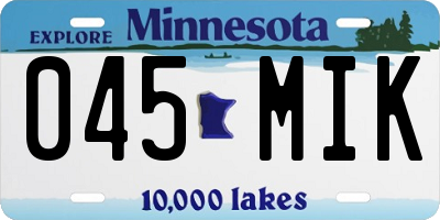 MN license plate 045MIK