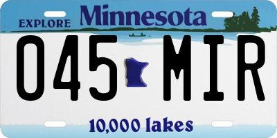 MN license plate 045MIR