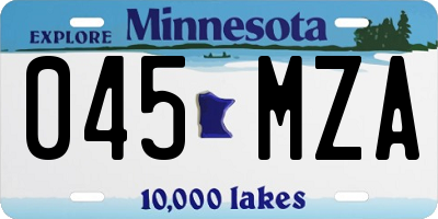 MN license plate 045MZA