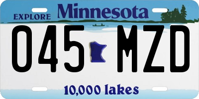 MN license plate 045MZD