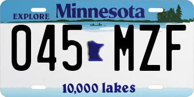MN license plate 045MZF