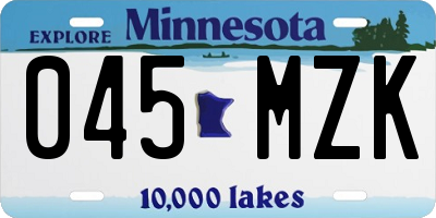 MN license plate 045MZK