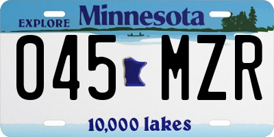 MN license plate 045MZR