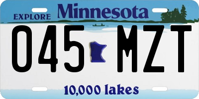 MN license plate 045MZT