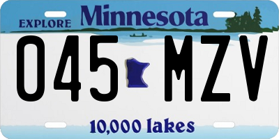 MN license plate 045MZV