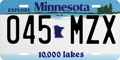 MN license plate 045MZX