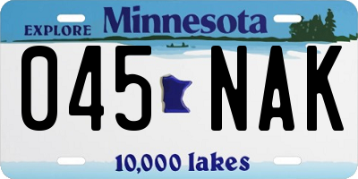 MN license plate 045NAK