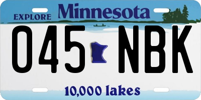MN license plate 045NBK