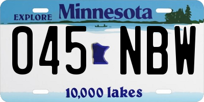 MN license plate 045NBW