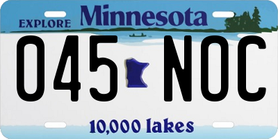 MN license plate 045NOC