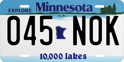 MN license plate 045NOK