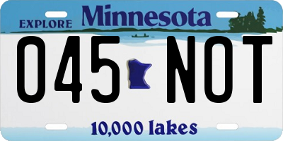 MN license plate 045NOT