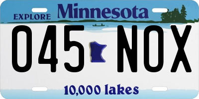 MN license plate 045NOX
