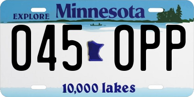 MN license plate 045OPP