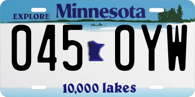 MN license plate 045OYW