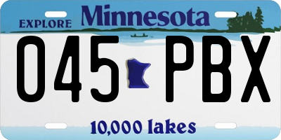 MN license plate 045PBX