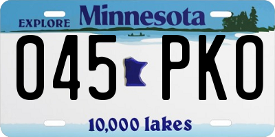 MN license plate 045PKO