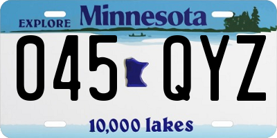 MN license plate 045QYZ