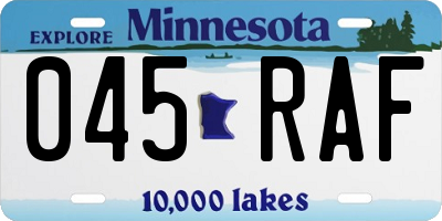 MN license plate 045RAF