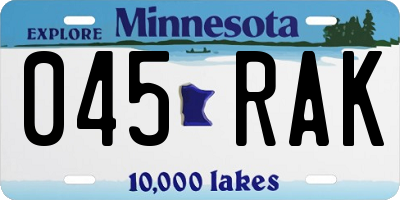 MN license plate 045RAK