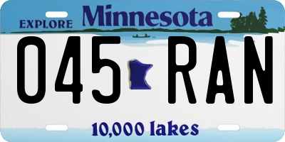 MN license plate 045RAN