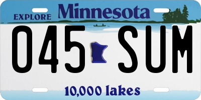 MN license plate 045SUM