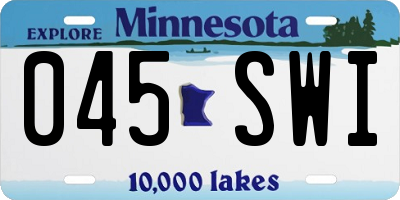 MN license plate 045SWI