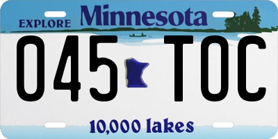 MN license plate 045TOC