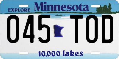MN license plate 045TOD