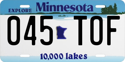 MN license plate 045TOF